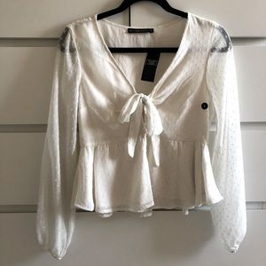Abercrombie & Fitch White Tie-Front Chiffon Blouse